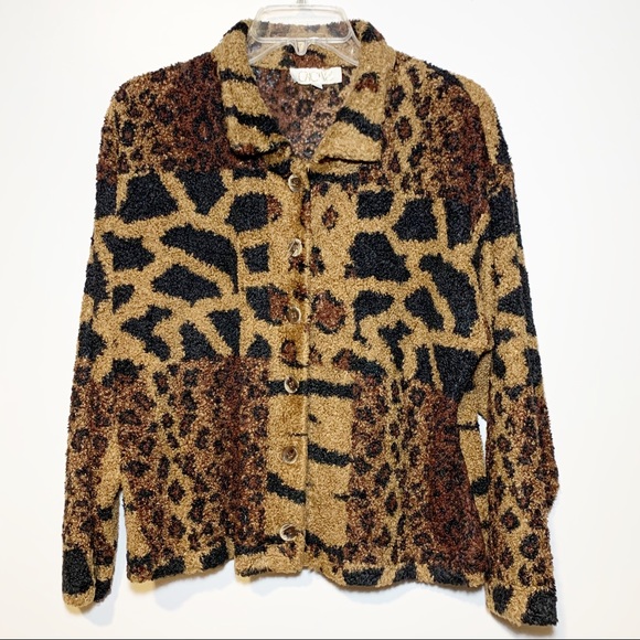 Cache Animal Print Button Front Medium Jac… - Picture 1 of 6